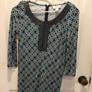 Size 2 Ann Taylor Loft dress blue midi long sleeve